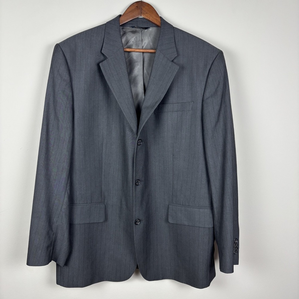 Banana Republic Suit Jacket Sport Coat Mens 44R Gray Pinstripe 3-Button Business